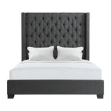  Elements International Morrow UMW090QB Queen Upholstered Bed - Charcoal IMAGE 1