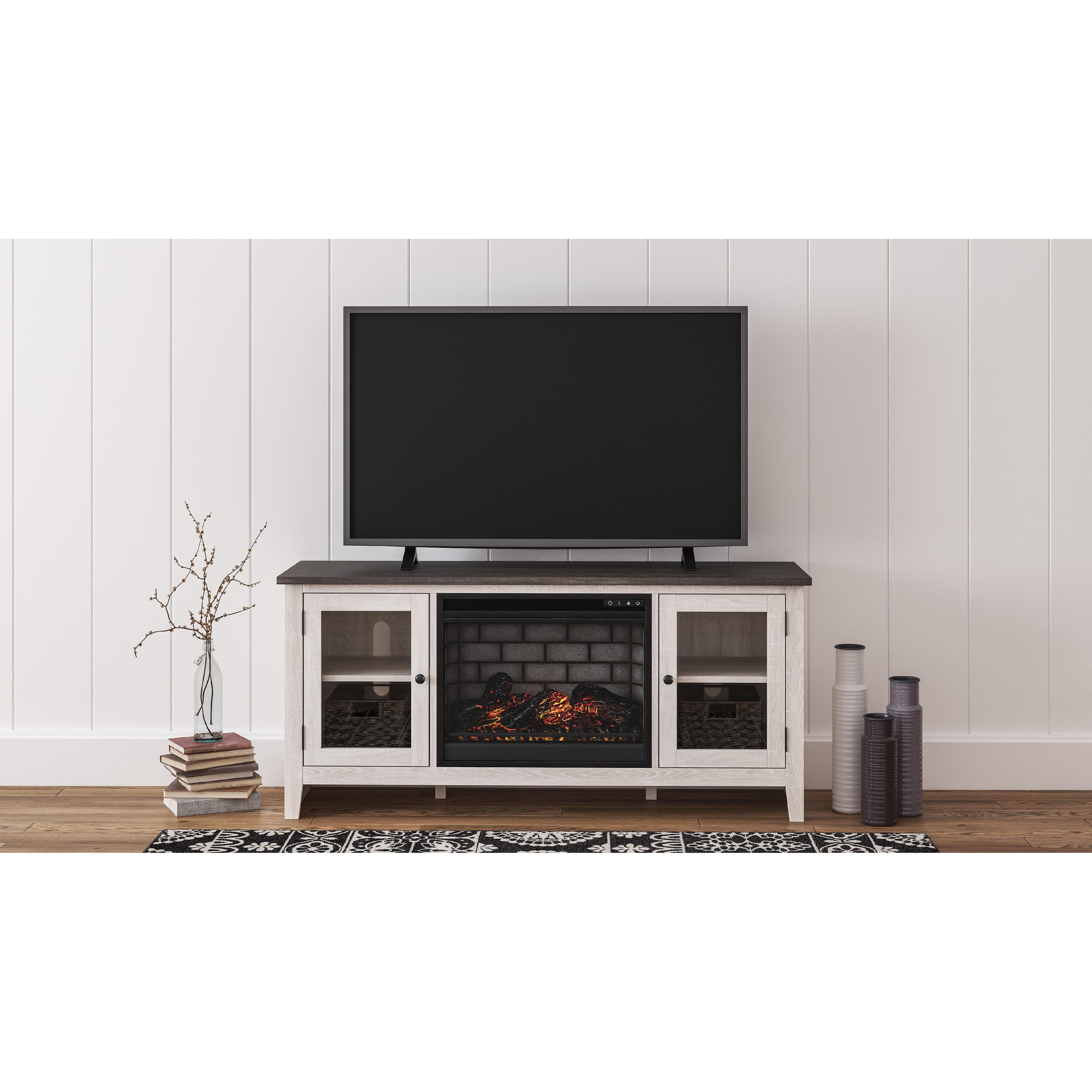 Signature Design By Ashley Dorrinson TV Stand with Electric Fireplace - Thumbnail 2