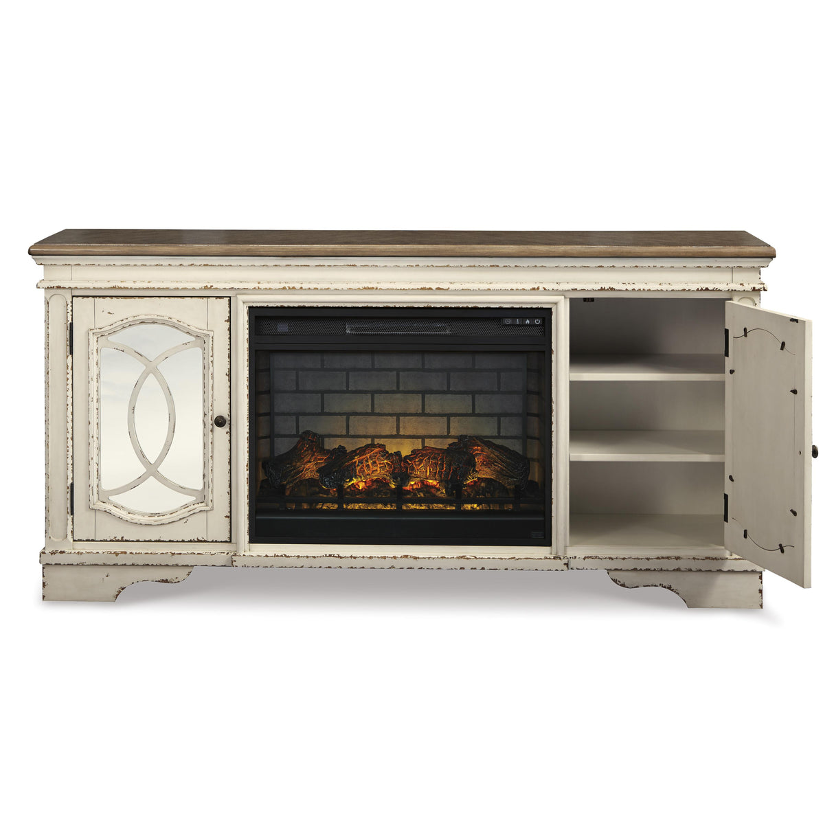  Signature Design by Ashley Realyn W743W2 74" TV Stand with Electric Fireplace IMAGE 2