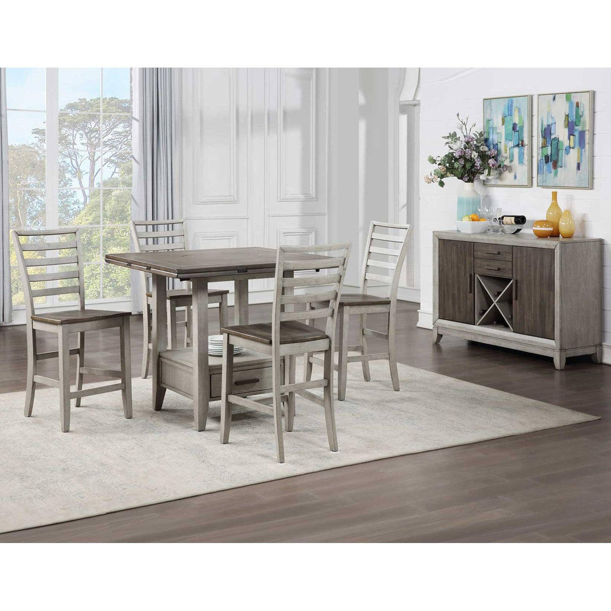  Steve Silver Furniture Abacus CU200 Round Counter Height Drop-Leaf Storage Table IMAGE 8