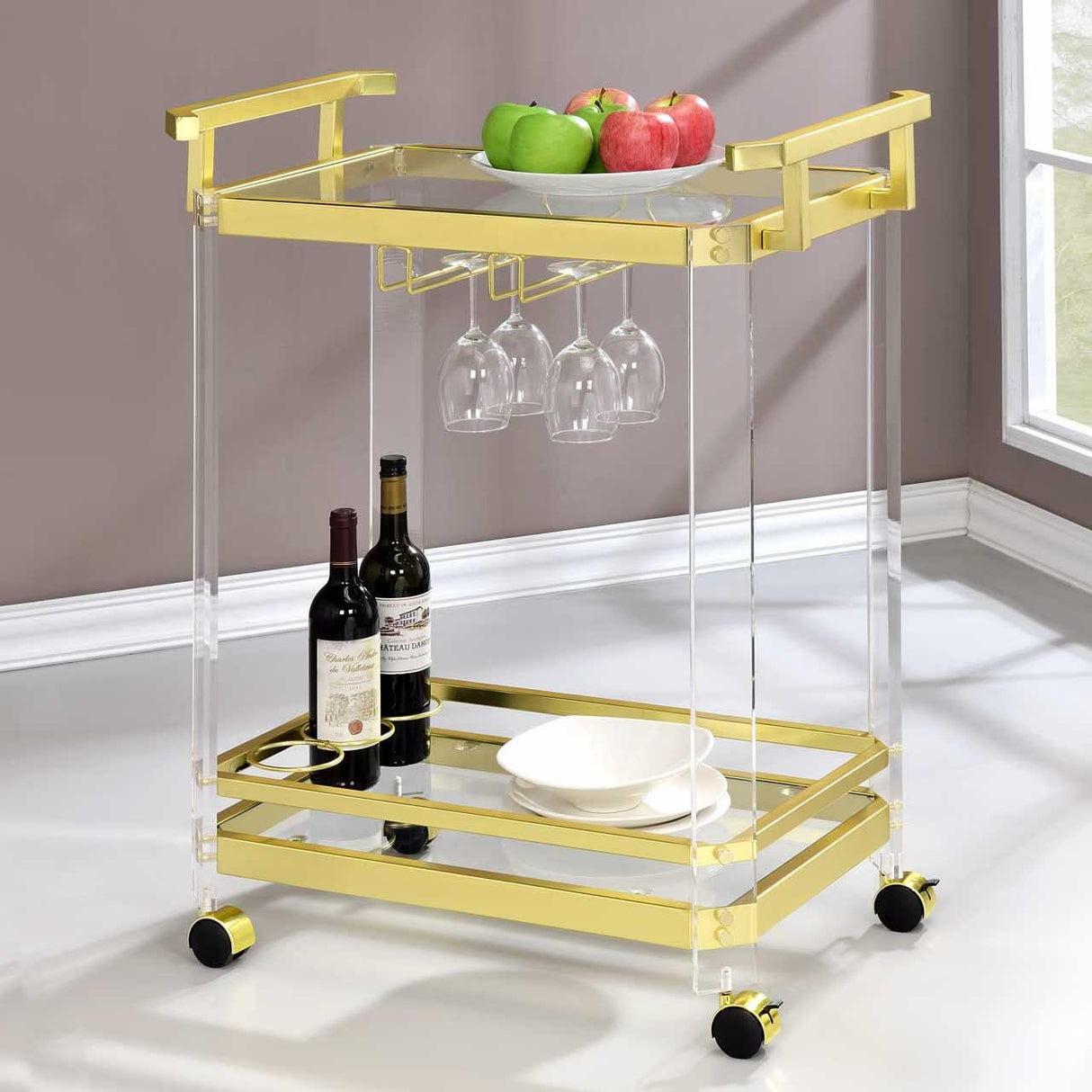  Steve Silver Furniture Aerin AE100CAS Server Cart - Gold IMAGE 5