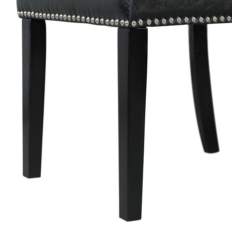  Elements International Meridian Faux Leather Side Chair Set in Black IMAGE 8