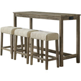 Elements International Oak Lawn Bar Table Single Pack (Table + Three Stools) IMAGE 2