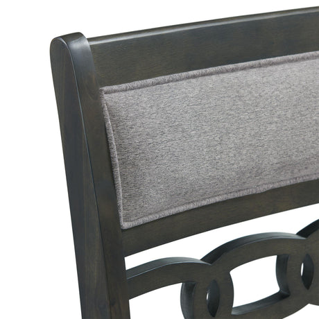  Elements International Amherst Dining Side Chair W/Fabric Cushion Side Stretcher Grey Finish IMAGE 4
