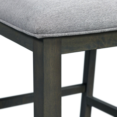  Elements International Amherst Dining Side Chair W/Fabric Cushion Side Stretcher Grey Finish IMAGE 5