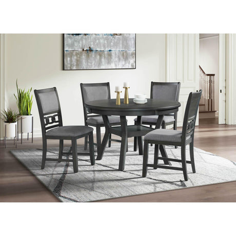  Elements International Amherst Dining Side Chair W/Fabric Cushion Side Stretcher Grey Finish IMAGE 7