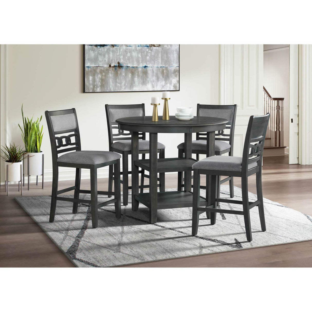  Elements International Amherst Counter Table w/Wood Leg Grey Finish IMAGE 6