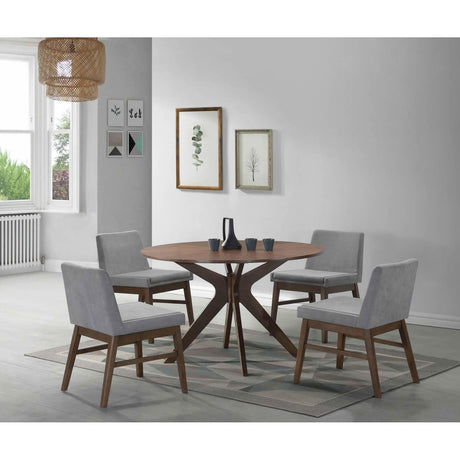  Elements International Weston Upholstery Side Chair Walnut W/Smoke fabric IMAGE 7