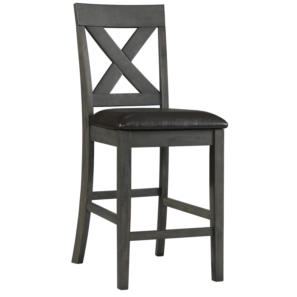 Elements International Alex Counter Side Chair W/Black PU Grey IMAGE 1
