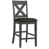  Elements International Alex Counter Side Chair W/Black PU Grey IMAGE 1