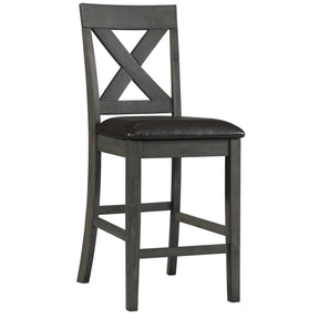  Elements International Alex Counter Side Chair W/Black PU Grey IMAGE 1