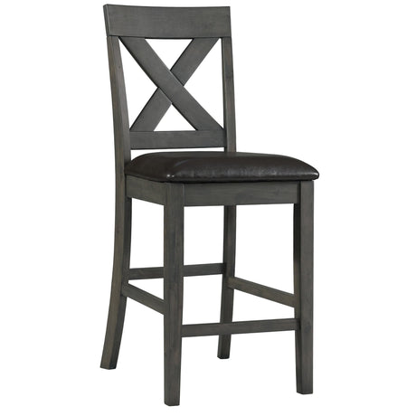  Elements International Alex Counter Side Chair W/Black PU Grey IMAGE 1
