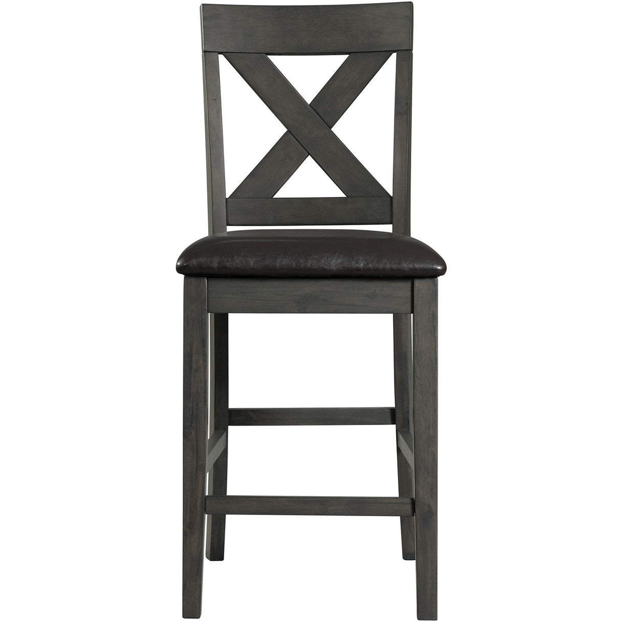  Elements International Alex Counter Side Chair W/Black PU Grey IMAGE 2