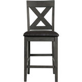 Elements International Alex Counter Side Chair W/Black PU Grey IMAGE 2
