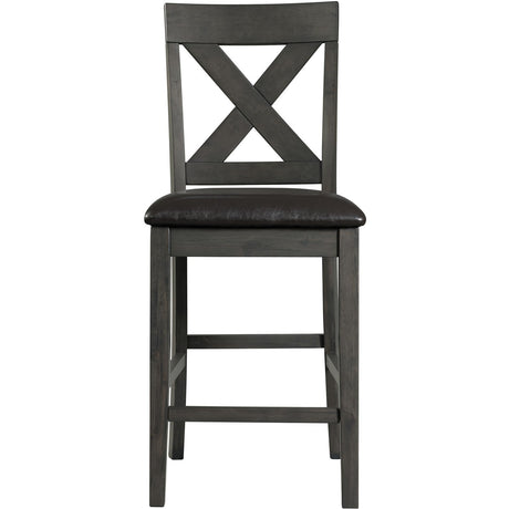  Elements International Alex Counter Side Chair W/Black PU Grey IMAGE 2