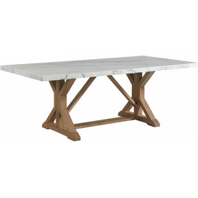  Elements International Lakeview White Marble Standard Height Rectangular Dining Table IMAGE 1
