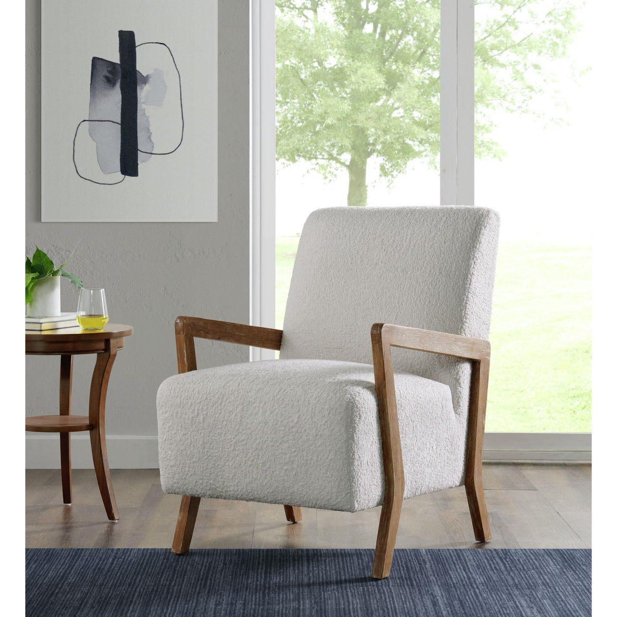  Elements International Enzo Accent Chair Sheep Skin White IMAGE 2