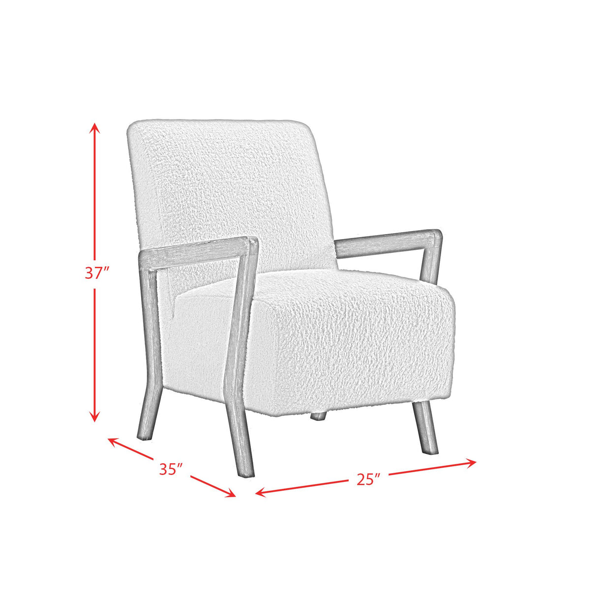  Elements International Enzo Accent Chair Sheep Skin White IMAGE 4
