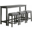  Elements International Oak Lawn Charcoal Grey Bar Table Single Pack (Table + 3 Grey Fabric Stools) IMAGE 1
