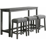  Elements International Oak Lawn Charcoal Grey Bar Table Single Pack (Table + 3 Grey Fabric Stools) IMAGE 1