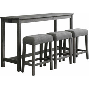  Elements International Oak Lawn Charcoal Grey Bar Table Single Pack (Table + 3 Grey Fabric Stools) IMAGE 1