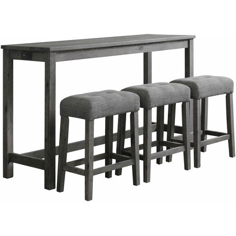  Elements International Oak Lawn Charcoal Grey Bar Table Single Pack (Table + 3 Grey Fabric Stools) IMAGE 1
