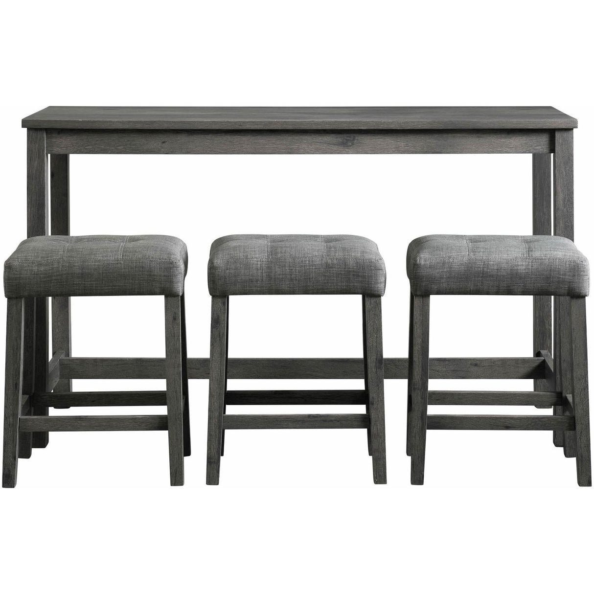  Elements International Oak Lawn Charcoal Grey Bar Table Single Pack (Table + 3 Grey Fabric Stools) IMAGE 2