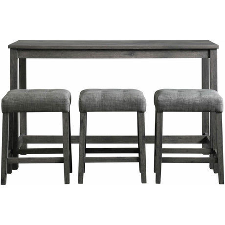  Elements International Oak Lawn Charcoal Grey Bar Table Single Pack (Table + 3 Grey Fabric Stools) IMAGE 2