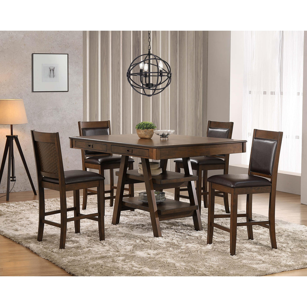  Coaster Furniture Dewey 115208 Rectangular 60-inch Counter Height Dining Table - Walnut IMAGE 7
