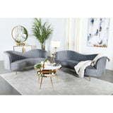  Coaster Furniture Sophia 506865 Upholstered Channel Tufted Loveseat - Grey IMAGE 6