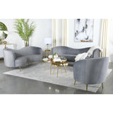  Coaster Furniture Sophia 506866 Upholstered Channel Tufted Barrel Accent Chair - Grey IMAGE 8