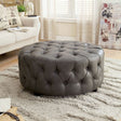  Furniture of America Latoya Leather Ottoman CM-AC6289GY IMAGE 1