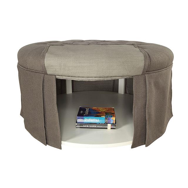  Furniture of America Claes CM-BN6175GY Round Ottoman IMAGE 1