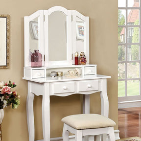  Furniture of America Janelle Vanity Set CM-DK6846WH IMAGE 1