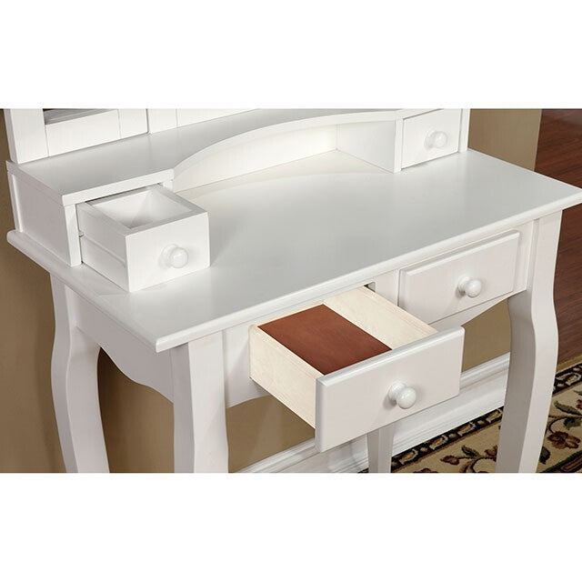  Furniture of America Janelle Vanity Set CM-DK6846WH IMAGE 2