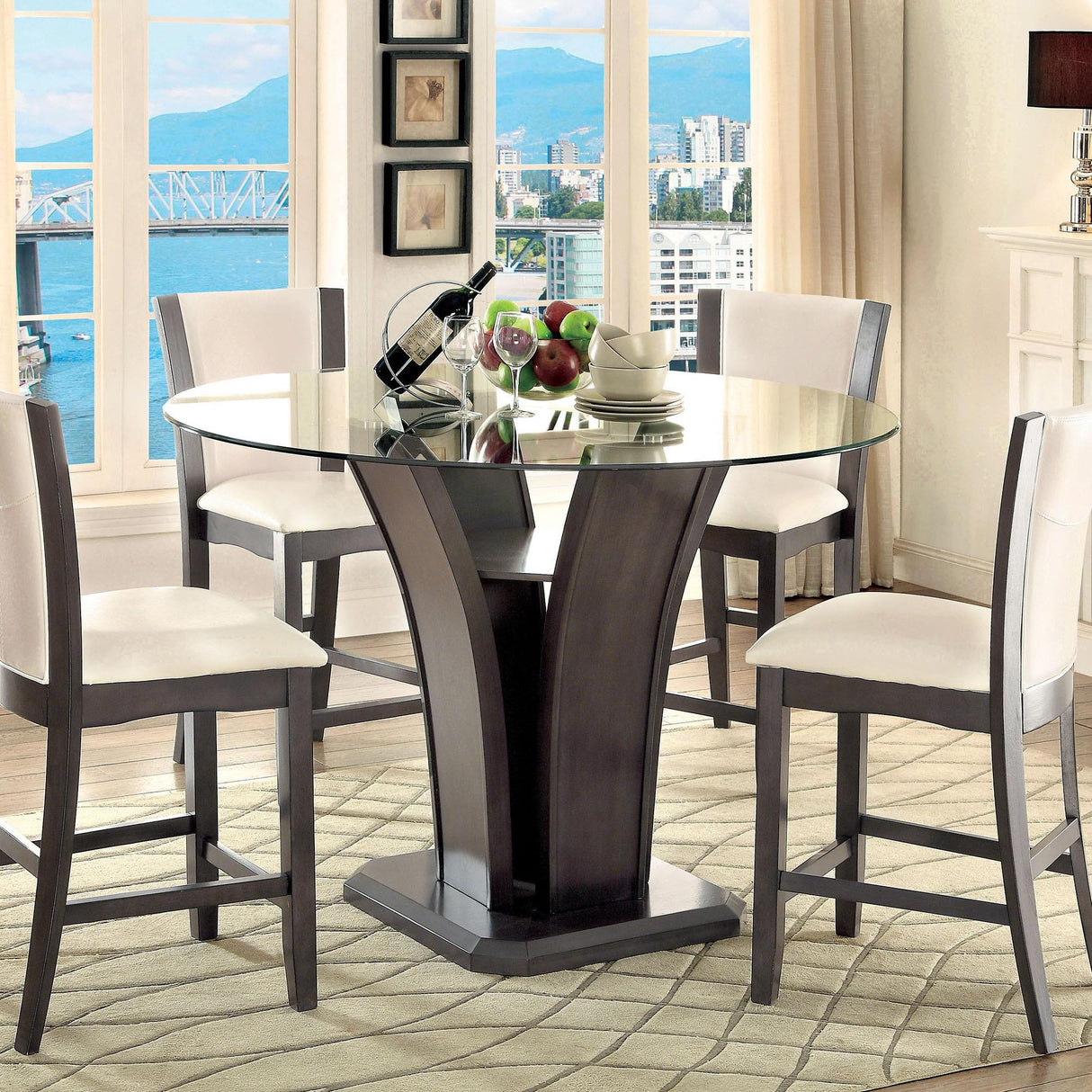  Furniture of America Manhattan CM3710GY-PT-TABLE Round Counter Ht. Table IMAGE 3