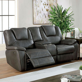  Furniture of America Ffion Reclining Leather Look Loveseat CM6219GY-LV IMAGE 1