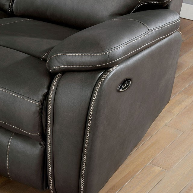  Furniture of America Ffion Reclining Leather Look Loveseat CM6219GY-LV IMAGE 4