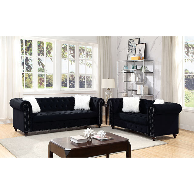  Furniture of America Giacomo Stationary Fabric Loveseat CM6240BK-LV-PK IMAGE 2