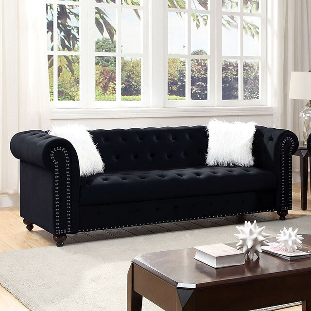  Furniture of America Giacomo Stationary Fabric Sofa CM6240BK-SF-PK IMAGE 1