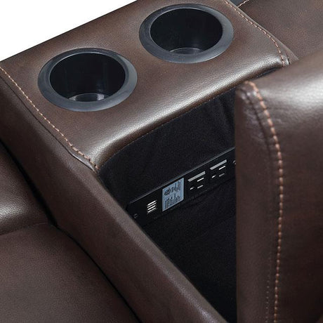  Furniture of America Chenai Reclining Leatherette Loveseat with Console CM6297-LV-VN IMAGE 4