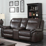  Furniture of America Chenai Reclining Leatherette Loveseat with Console CM6297-LV-VN IMAGE 8