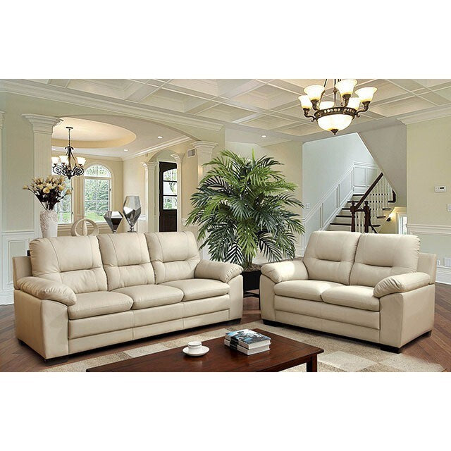  Furniture of America Parma Stationary Leather Look Loveseat CM6324IV-LV IMAGE 3