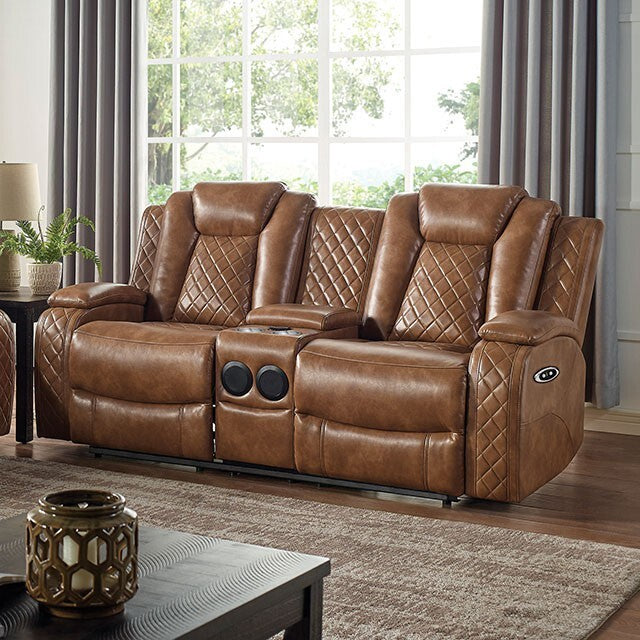  Furniture of America Alexia Power Reclining Leather Look Loveseat CM6346-LV IMAGE 1