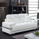 Furniture of America Zibak Stationary Leather Look Loveseat CM6411WH-LV IMAGE 2