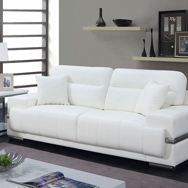  Furniture of America Zibak Stationary Leather Look Sofa CM6411WH-SF IMAGE 3