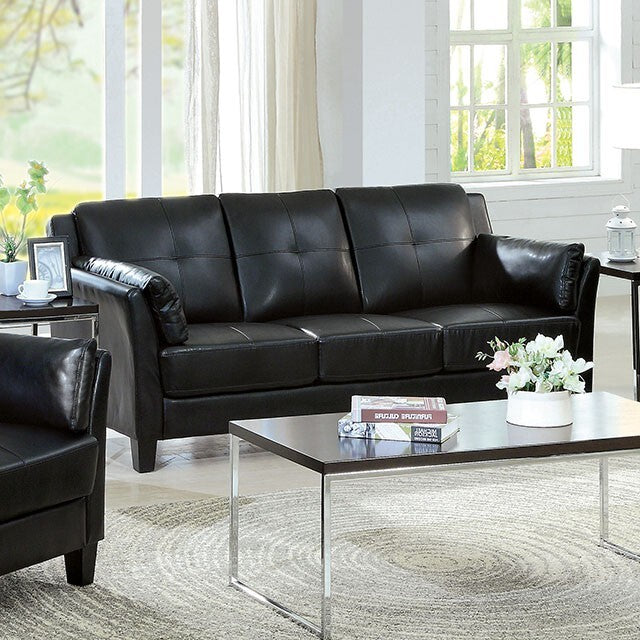  Furniture of America Pierre Stationary Leather Look Sofa CM6717BK-SF-PK IMAGE 1