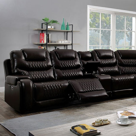  Furniture of America Mariah Power Reclining Leather Look Sectional CM6895BR-SECT+AC IMAGE 1