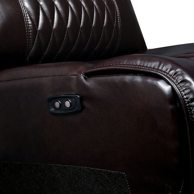  Furniture of America Mariah Power Reclining Leather Look Sectional CM6895BR-SECT+AC IMAGE 3