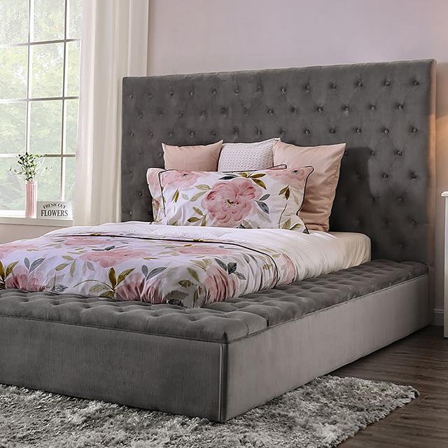  Furniture of America Golati Queen Upholstered Platform Bed CM7895GY-Q-BED IMAGE 1